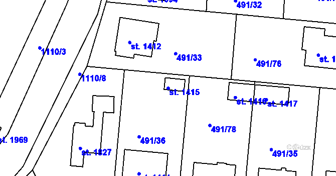 Parcela st. 1415 v KÚ Votice, Katastrální mapa