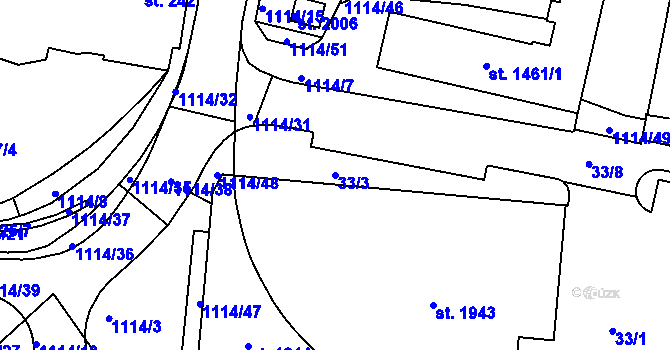 Parcela st. 33/3 v KÚ Votice, Katastrální mapa
