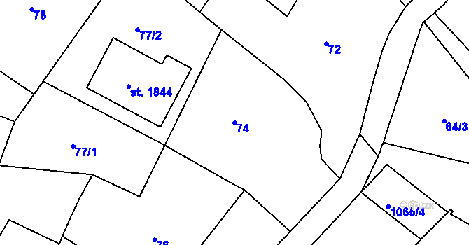 Parcela st. 74 v KÚ Votice, Katastrální mapa
