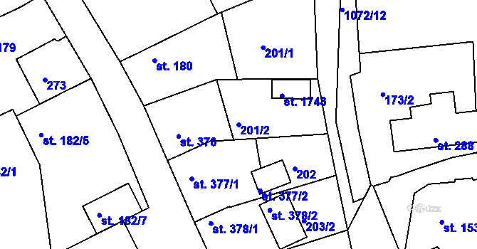 Parcela st. 201/2 v KÚ Votice, Katastrální mapa
