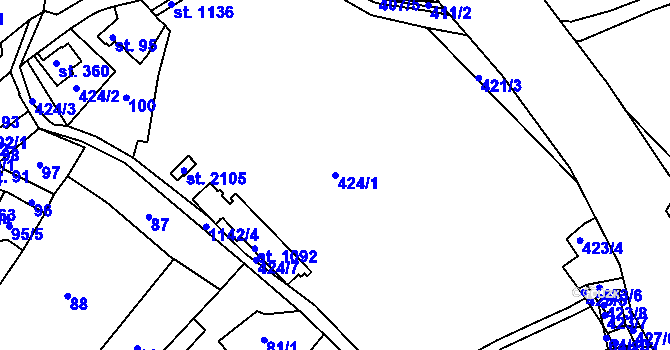 Parcela st. 424/1 v KÚ Votice, Katastrální mapa