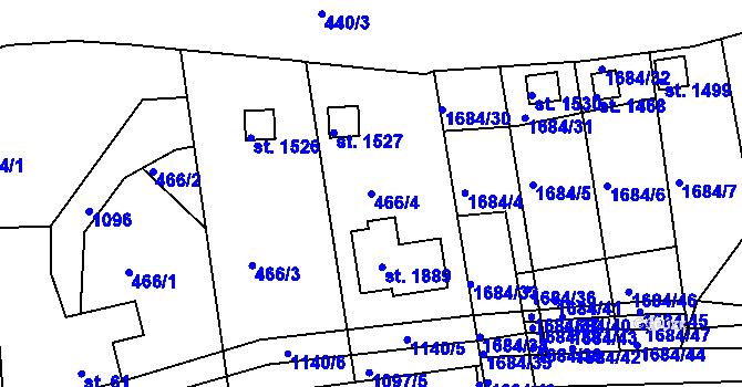 Parcela st. 466/4 v KÚ Votice, Katastrální mapa