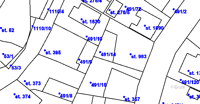 Parcela st. 491/14 v KÚ Votice, Katastrální mapa