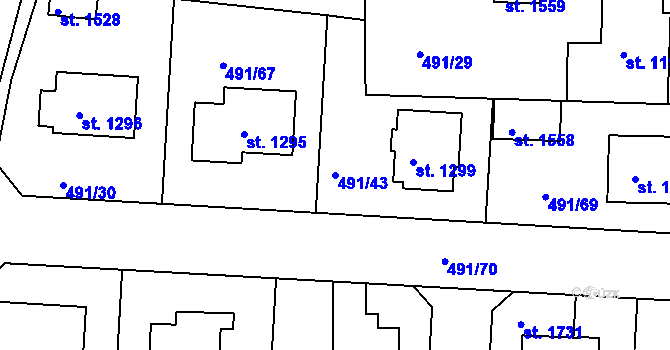 Parcela st. 491/43 v KÚ Votice, Katastrální mapa