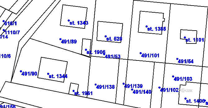 Parcela st. 491/53 v KÚ Votice, Katastrální mapa