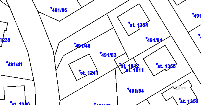 Parcela st. 491/83 v KÚ Votice, Katastrální mapa