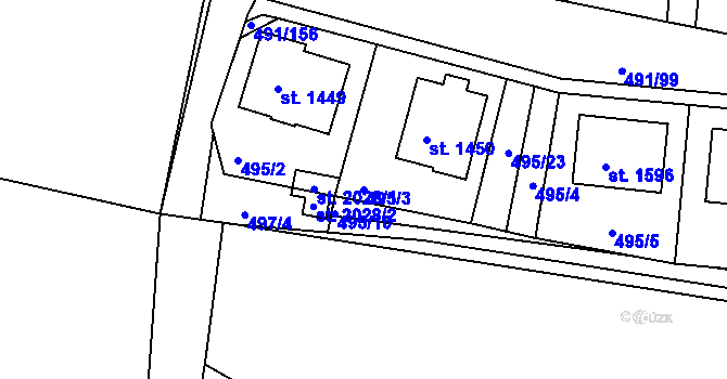 Parcela st. 495/3 v KÚ Votice, Katastrální mapa
