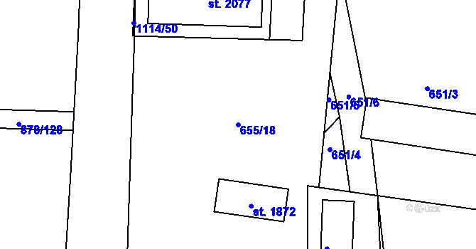 Parcela st. 655/18 v KÚ Votice, Katastrální mapa