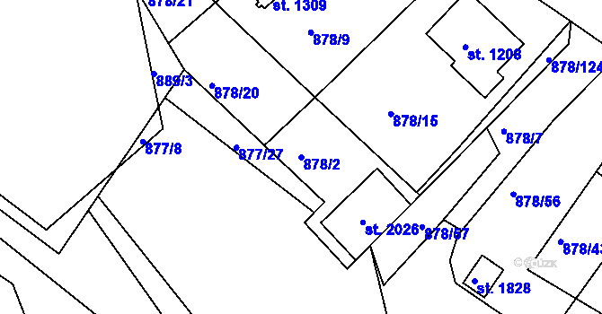 Parcela st. 878/2 v KÚ Votice, Katastrální mapa