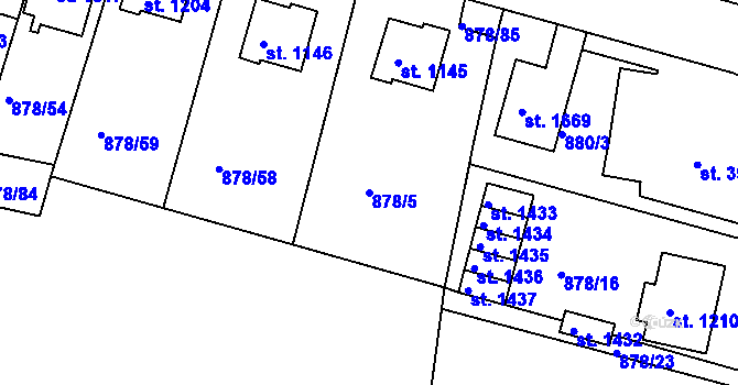 Parcela st. 878/5 v KÚ Votice, Katastrální mapa