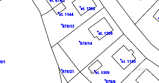Parcela st. 878/14 v KÚ Votice, Katastrální mapa