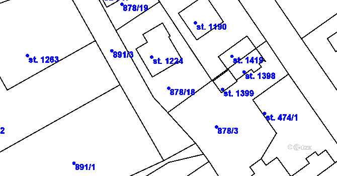 Parcela st. 878/18 v KÚ Votice, Katastrální mapa