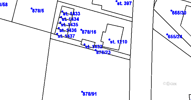 Parcela st. 878/23 v KÚ Votice, Katastrální mapa