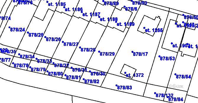 Parcela st. 878/29 v KÚ Votice, Katastrální mapa