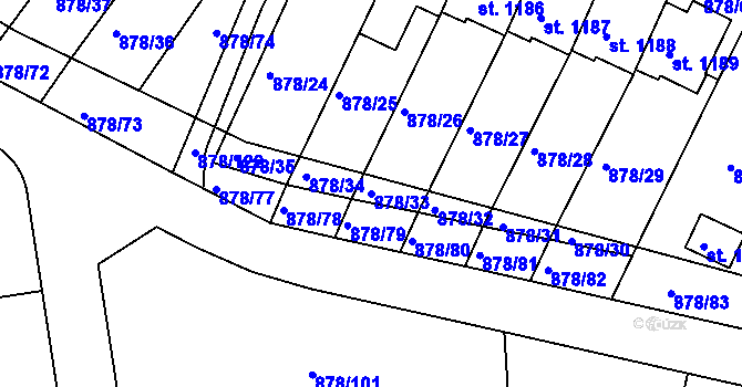 Parcela st. 878/33 v KÚ Votice, Katastrální mapa