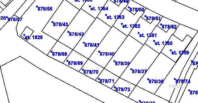 Parcela st. 878/40 v KÚ Votice, Katastrální mapa