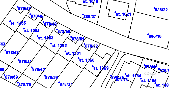 Parcela st. 878/52 v KÚ Votice, Katastrální mapa