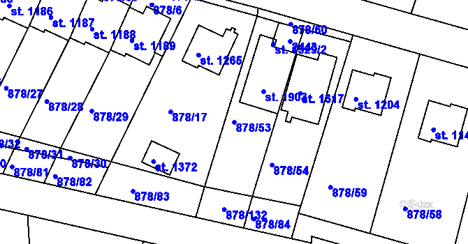 Parcela st. 878/53 v KÚ Votice, Katastrální mapa