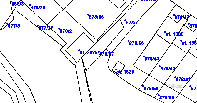 Parcela st. 878/57 v KÚ Votice, Katastrální mapa