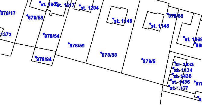 Parcela st. 878/58 v KÚ Votice, Katastrální mapa