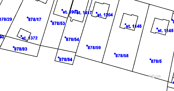 Parcela st. 878/59 v KÚ Votice, Katastrální mapa