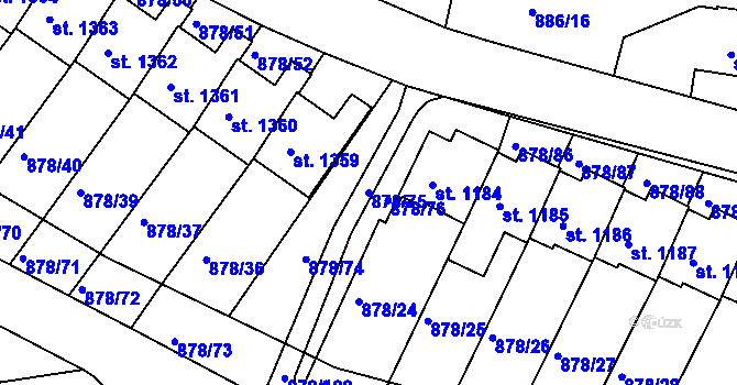 Parcela st. 878/75 v KÚ Votice, Katastrální mapa