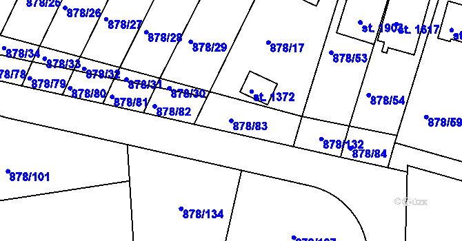 Parcela st. 878/83 v KÚ Votice, Katastrální mapa
