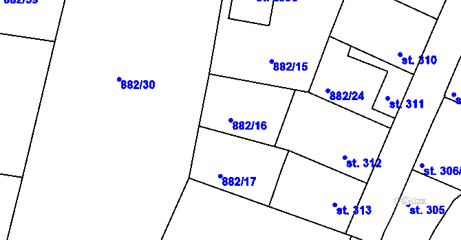 Parcela st. 882/16 v KÚ Votice, Katastrální mapa
