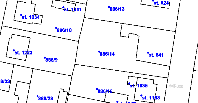 Parcela st. 886/14 v KÚ Votice, Katastrální mapa