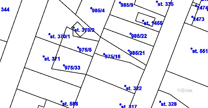 Parcela st. 975/18 v KÚ Votice, Katastrální mapa