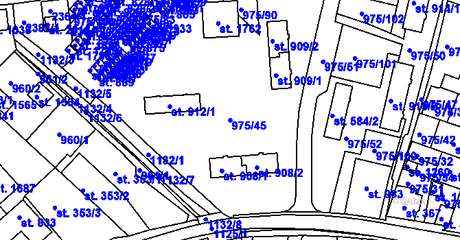 Parcela st. 975/45 v KÚ Votice, Katastrální mapa