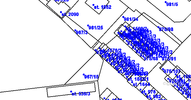 Parcela st. 977/3 v KÚ Votice, Katastrální mapa