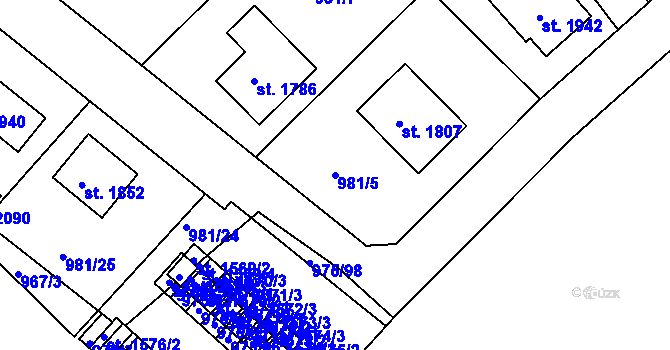 Parcela st. 981/5 v KÚ Votice, Katastrální mapa