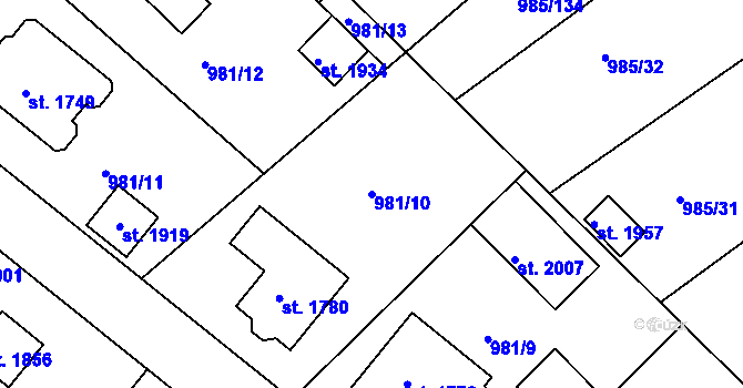 Parcela st. 981/10 v KÚ Votice, Katastrální mapa