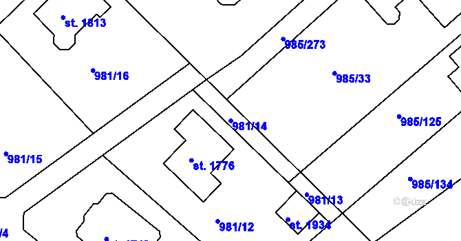 Parcela st. 981/14 v KÚ Votice, Katastrální mapa
