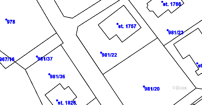 Parcela st. 981/22 v KÚ Votice, Katastrální mapa