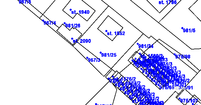 Parcela st. 981/25 v KÚ Votice, Katastrální mapa