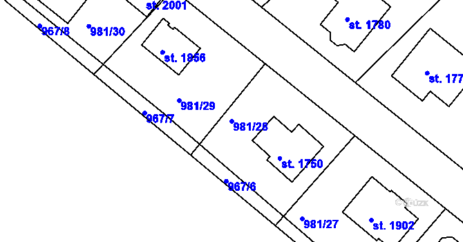 Parcela st. 981/28 v KÚ Votice, Katastrální mapa