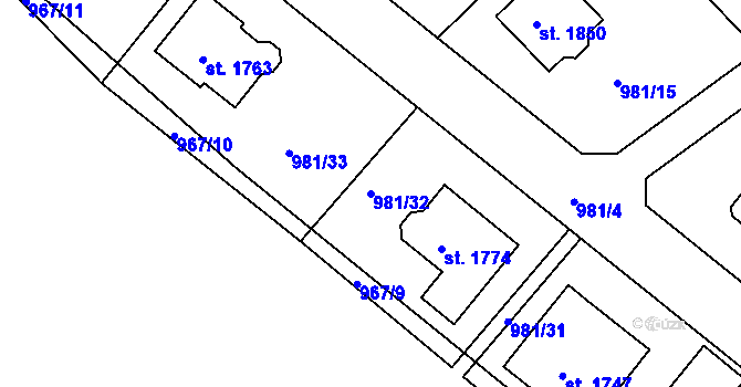 Parcela st. 981/32 v KÚ Votice, Katastrální mapa