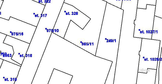 Parcela st. 985/11 v KÚ Votice, Katastrální mapa