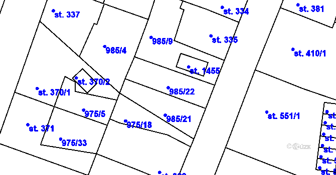 Parcela st. 985/22 v KÚ Votice, Katastrální mapa