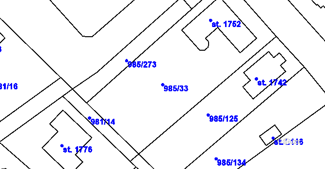 Parcela st. 985/33 v KÚ Votice, Katastrální mapa
