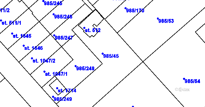 Parcela st. 985/45 v KÚ Votice, Katastrální mapa