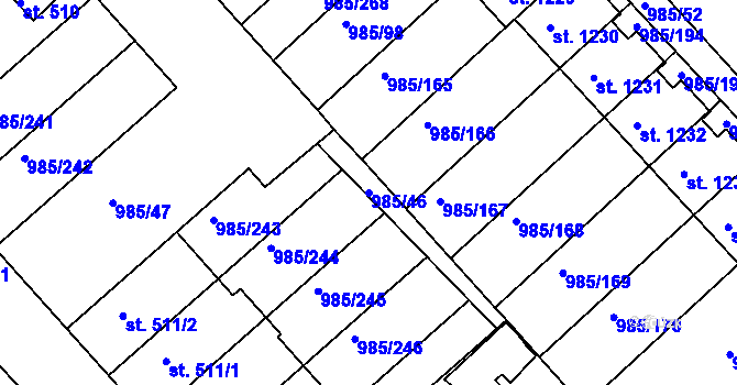Parcela st. 985/46 v KÚ Votice, Katastrální mapa