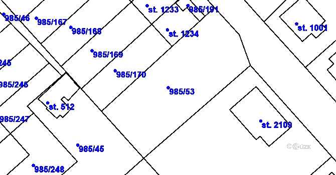 Parcela st. 985/53 v KÚ Votice, Katastrální mapa