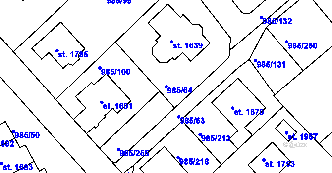 Parcela st. 985/64 v KÚ Votice, Katastrální mapa