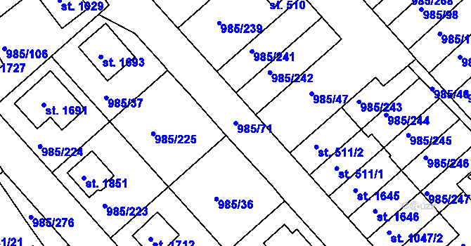 Parcela st. 985/71 v KÚ Votice, Katastrální mapa