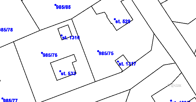 Parcela st. 985/75 v KÚ Votice, Katastrální mapa