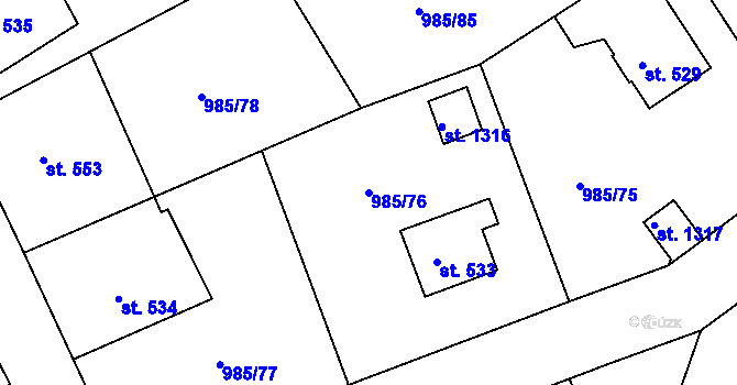 Parcela st. 985/76 v KÚ Votice, Katastrální mapa