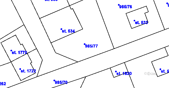 Parcela st. 985/77 v KÚ Votice, Katastrální mapa